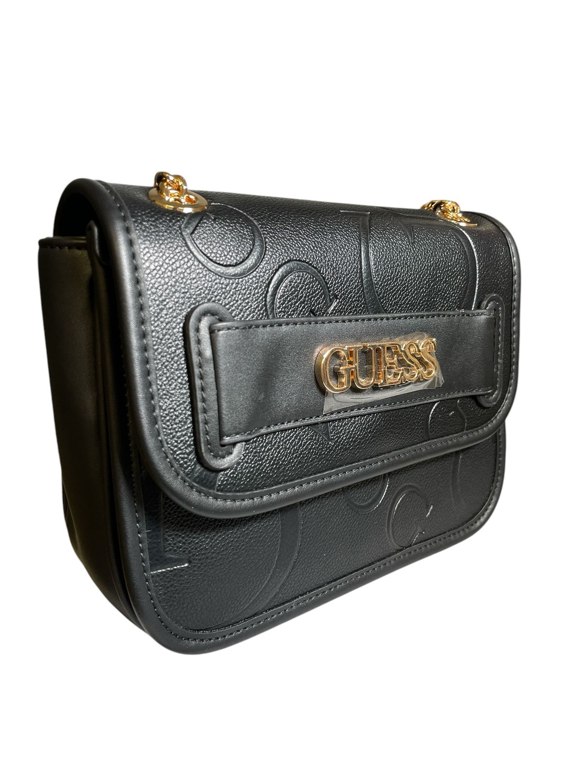 Bolsa Guess Negra con Cadena Dorada - Elegancia y Estilo